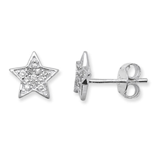 Sterling Silver CZ Star Stud Earrings SKU 0107027