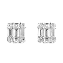 Load image into Gallery viewer, Sterling Silver Baguette &amp; Round CZ Stud Earrings SKU 0107058
