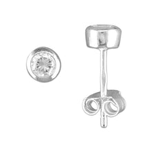 Load image into Gallery viewer, Sterling Silver Rubover Round CZ Stud Earrings SKU 0107063
