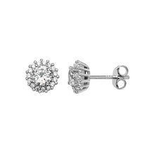 Load image into Gallery viewer, Sterling Silver Round CZ, CZ Halo Earrings SKU 0107066
