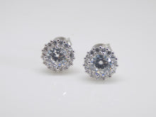 Load image into Gallery viewer, Sterling Silver Round CZ, CZ Halo Earrings SKU 0107066
