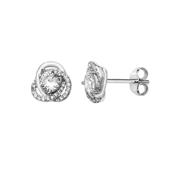 Sterling Silver CZ in CZ Knot Earrings SKU 0107067