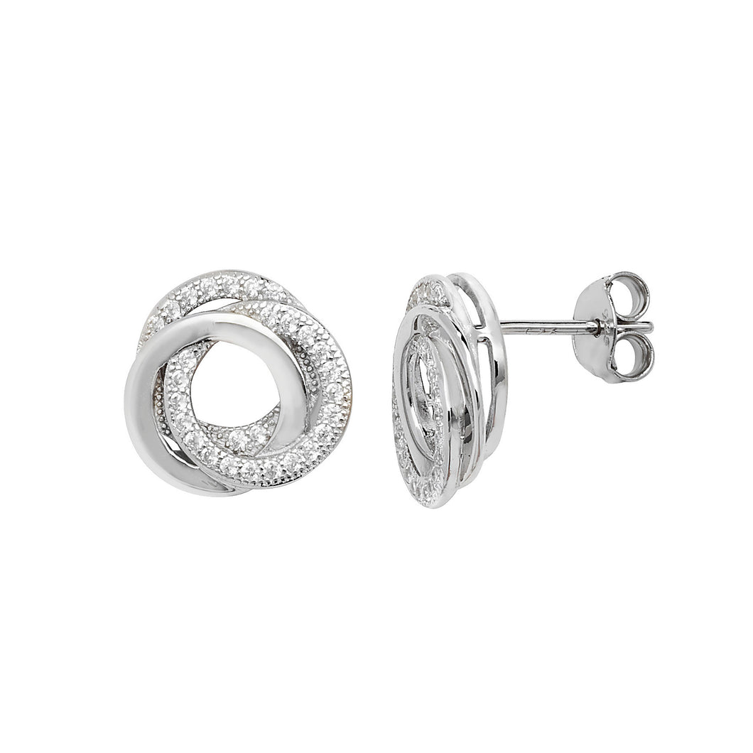 Sterling Silver Triple Circle CZ Stud Earrings SKU 0107078