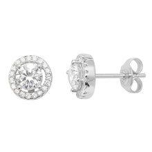 Load image into Gallery viewer, Sterling Silver CZ Halo Stud Earrings SKU 0107147
