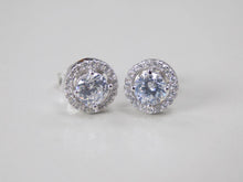 Load image into Gallery viewer, Sterling Silver CZ Halo Stud Earrings SKU 0107147
