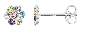Sterling Silver Multi Colour CZ Flower Stud Earrings SKU 0107231