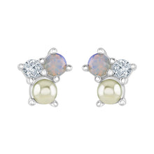 Load image into Gallery viewer, Sterling Silver Synthetic Pearl &amp; Opal &amp; CZ Stud Earrings SKU 0107269
