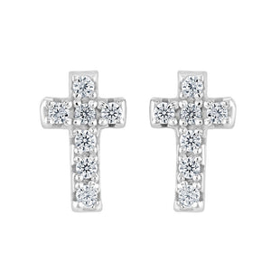 Sterling Silver CZ Cross Stud Earrings SKU 0107286