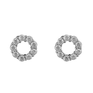 Sterling Silver CZ Open Circle Stud Earrings SKU 0107369