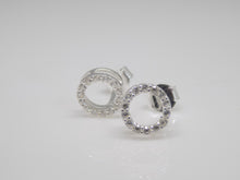 Load image into Gallery viewer, Sterling Silver CZ Open Circle Stud Earrings SKU 0107410
