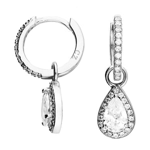 Sterling Silver CZ Mini hoop & pear drop earrings SKU 0107611