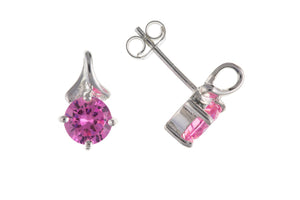 Sterling Silver Pink CZ Stud Earrings SKU 0107615