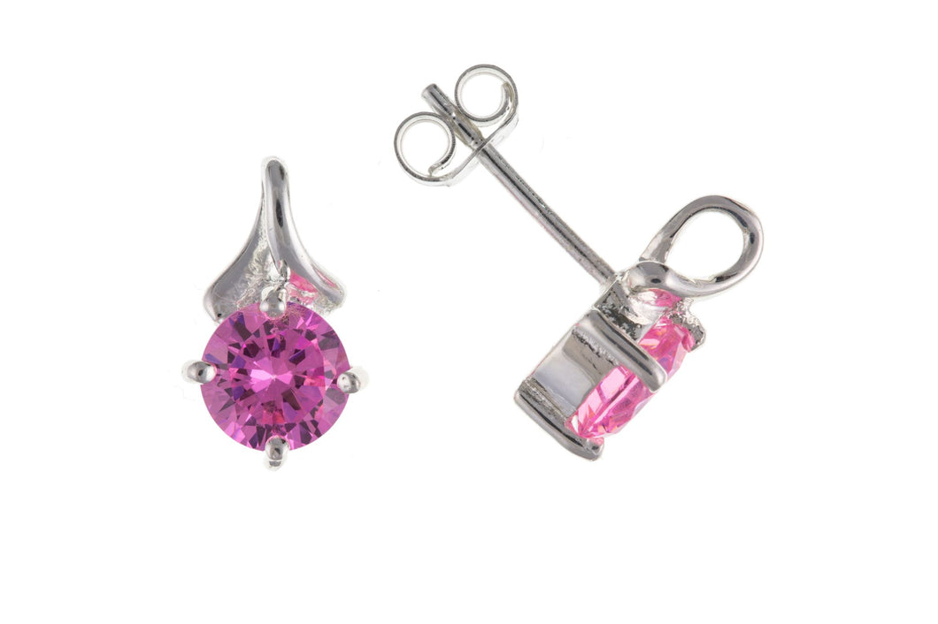 Sterling Silver Pink CZ Stud Earrings SKU 0107615