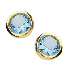 Load image into Gallery viewer, Sterling Silver Gold Finish Rubover Birthstone Earrings
