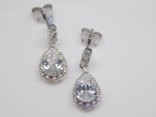 Load image into Gallery viewer, Sterling Silver Pear CZ Drop Earrings SKU 0109012

