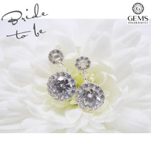 Load image into Gallery viewer, Sterling Silver CZ Halo Circle Drop Earrings SKU 0109019
