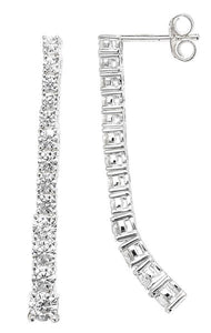 Sterling Silver Long CZ Drop Earrings SKU 0109046