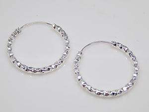 Sterling Silver Diamond Cut 21mm Hoop Earrings SKU 0110019