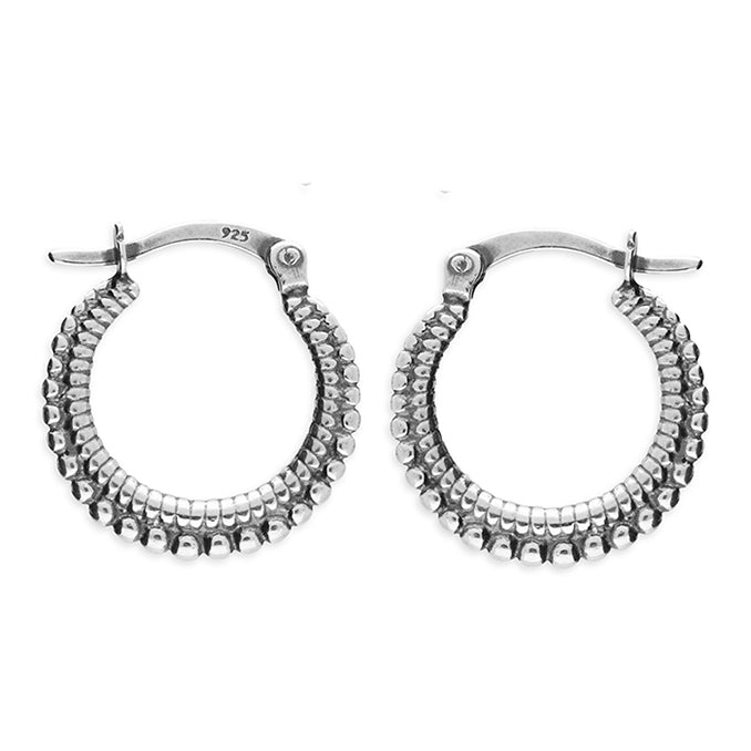 Sterling Silver Hinged Fancy Creole Hoop Earrings SKU 0110030
