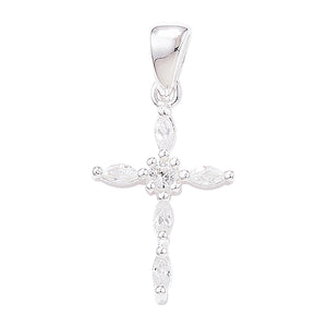 Sterling Silver Marquise & Round CZ Cross Pendant SKU 0112079