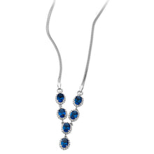 Load image into Gallery viewer, Sterling Silver Oval Blue CZ &amp; CZ Halo Necklace SKU 0112090
