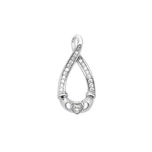 Load image into Gallery viewer, Sterling Silver Oblong CZ Claddagh Pendant SKU 0112102
