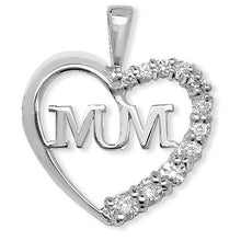 Load image into Gallery viewer, Sterling Silver CZ Heart Mum Pendant SKU 0112108
