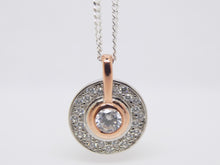 Load image into Gallery viewer, Sterling Silver Rose &amp; Silver 2 Tone CZ Pendant SKU 0112177
