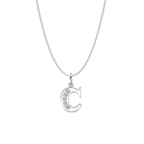 Sterling Silver CZ Initial Pendant