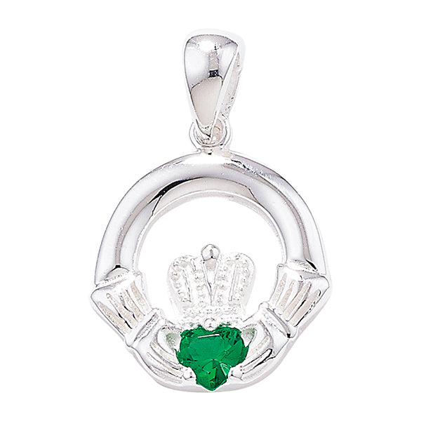 Sterling Silver Green CZ Claddagh Pendant SKU 0112282