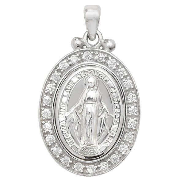 Sterling Silver CZ Miraculous Medal SKU 0112332