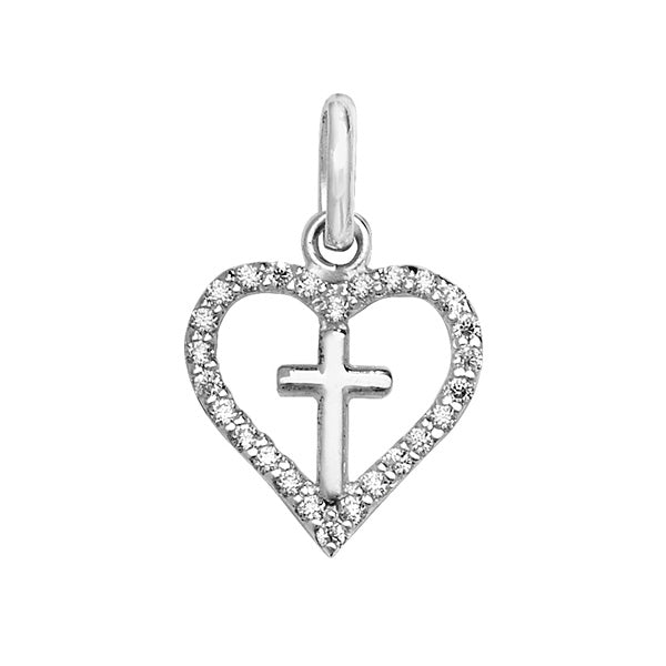 Sterling Silver CZ Heart & Cross Pendant SKU 0112479