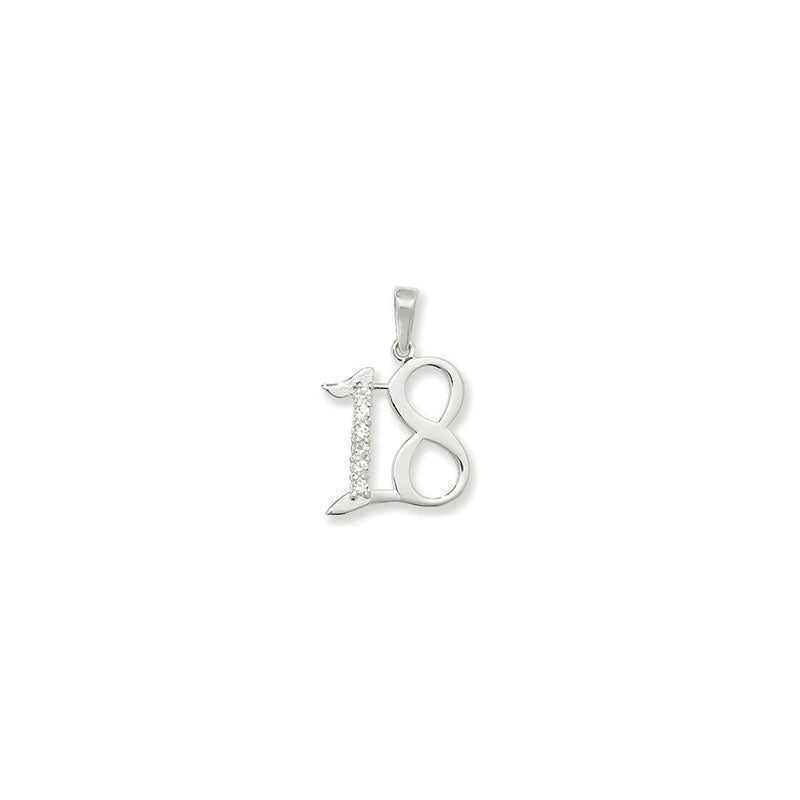 Sterling Silver CZ 18th Pendant SKU 0112517