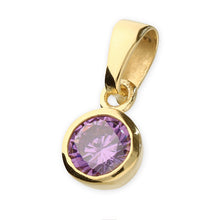Load image into Gallery viewer, Sterling Silver Gold Finish Rubover Birthstone Pendant
