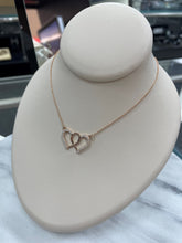 Load image into Gallery viewer, Sterling Silver Rose Finish Double Intertwined Heart Necklace SKU 0113020

