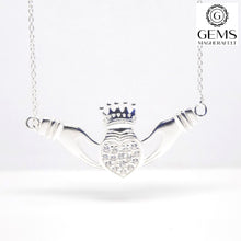 Load image into Gallery viewer, Sterling Silver CZ Claddagh Necklace SKU 0113029
