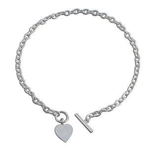 Sterling Silver Belcher Chain T/Bar Heart Necklace SKU 0113076
