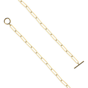 Sterling Silver Gold Finish Flattened Belcher Link T/Bar Necklace SKU 0113095