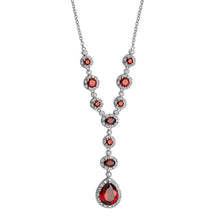 Load image into Gallery viewer, Sterling Silver Red CZ Drop Necklace SKU 0114013
