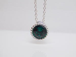 Sterling Silver Deep Green Round CZ Necklace SKU 0114061
