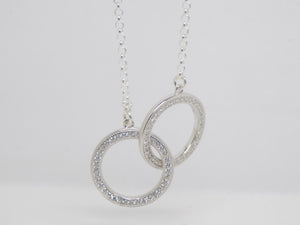 Sterling Silver Double Intertwined CZ Circle Necklace SKU 0114112