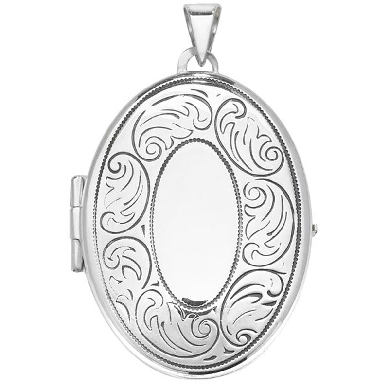 Sterling Silver oval fancy design Locket SKU 0115103