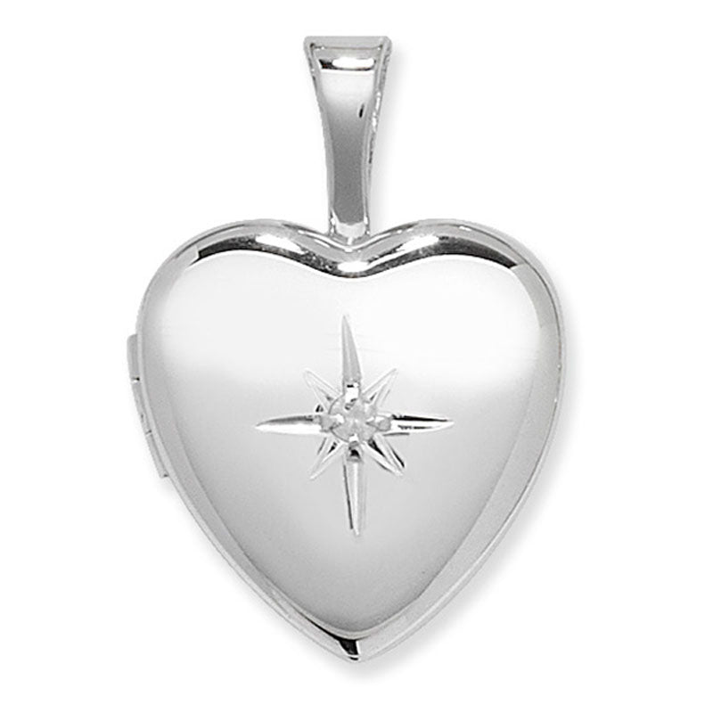 Sterling Silver CZ small heart locket SKU 0115105