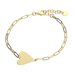 Sterling Silver Gold Finish Heart Disc Bracelet SKU 0132043