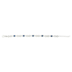 Sterling Silver blue CZ & CZ infinity bracelet SKU 0132201