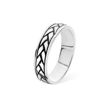 Load image into Gallery viewer, Sterling Silver Gents Plait Black Enamel Ring SKU 0135154
