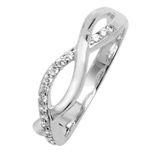 Load image into Gallery viewer, Sterling Silver CZ &amp; Plain Overlap Ring SKU 0136002
