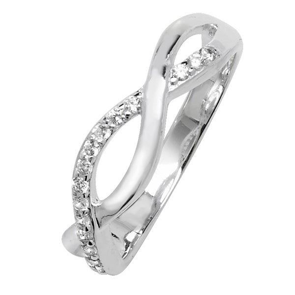 Sterling Silver CZ & Plain Overlap Ring SKU 0136002