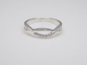 Sterling Silver CZ & Plain Overlap Ring SKU 0136002