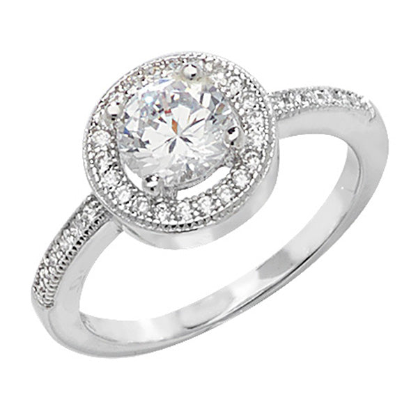 Sterling Silver CZ Halo Ring SKU 0136009